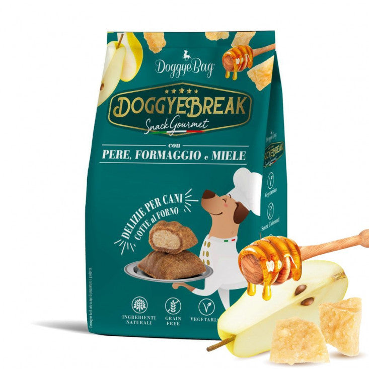 DoggyeBag Doggyebreak con Pere, Formaggio e Miele 180 g DoggyeBag Doggyebreak con Pere, Formaggio e Miele 180 g